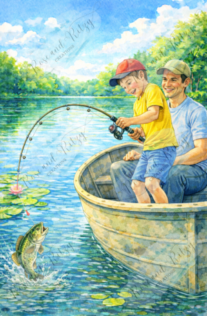 Father Son Fishing by Anna Jensen